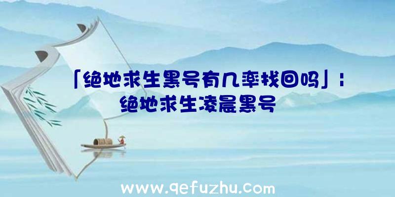 「绝地求生黑号有几率找回吗」|绝地求生凌晨黑号